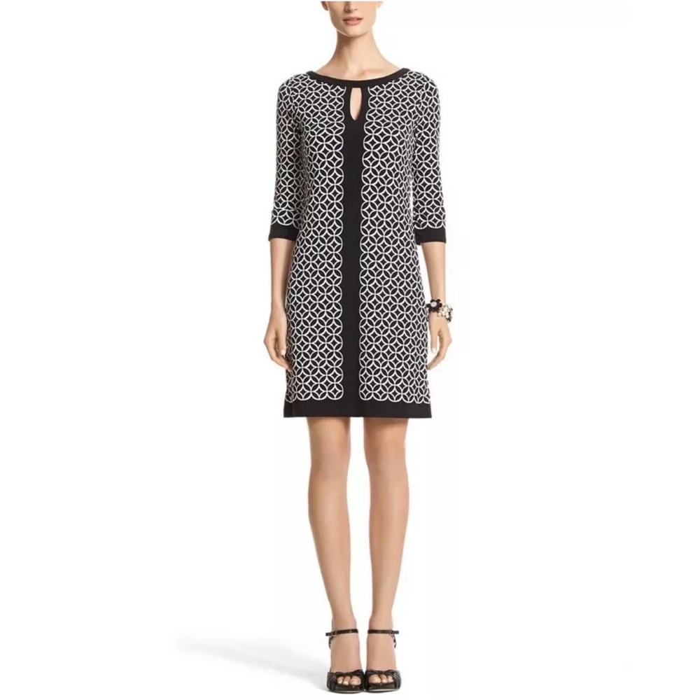 WHBM Dress Size XS 3/4 Sleeve Geo Print Shift wore once